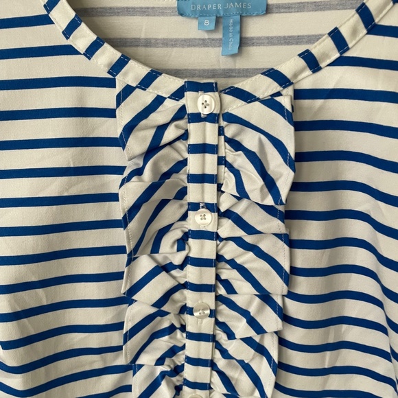 Draper James Sailor Stripe Ruffle Shift Dress Blue white  8 - Picture 6 of 11